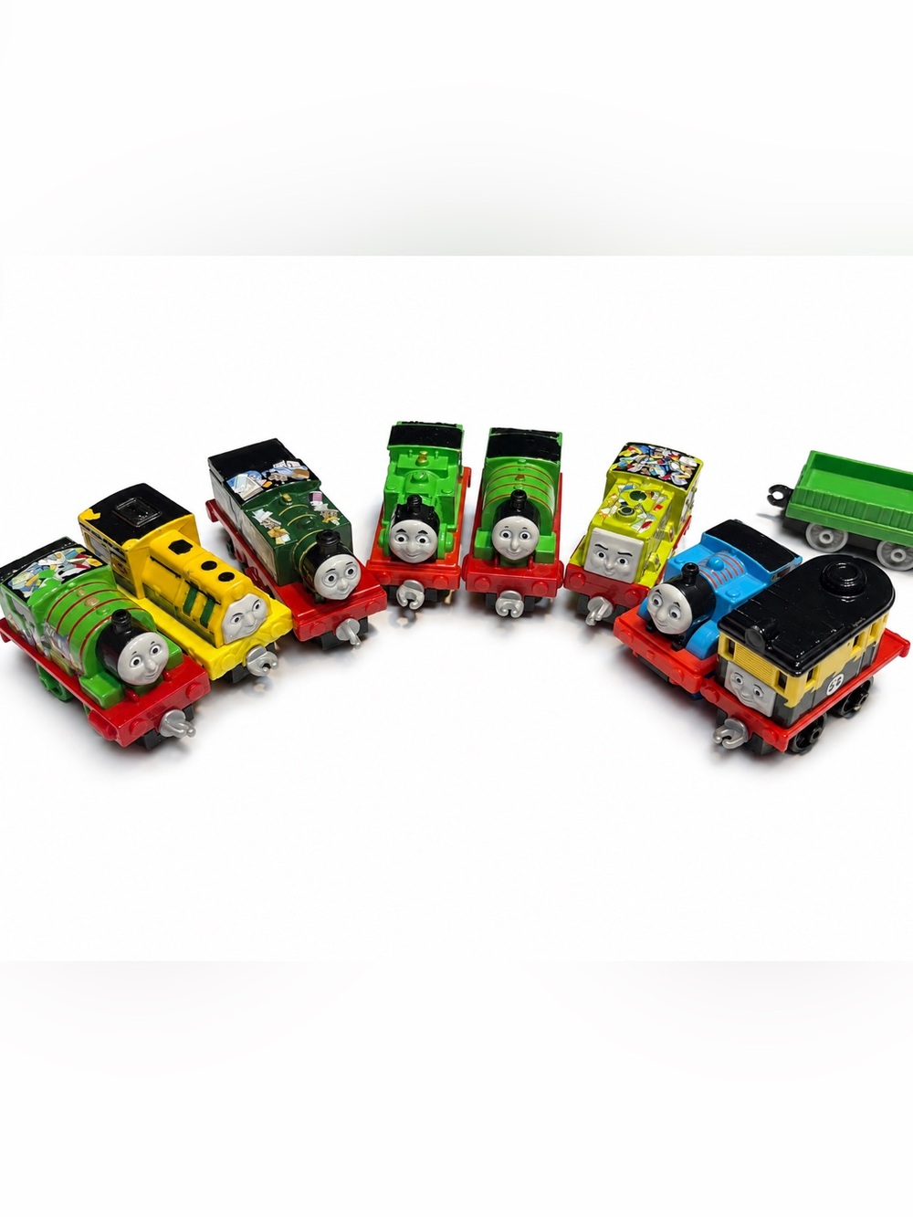 collection of die-cast train engines from the Thomas & Friends Take-n-Play